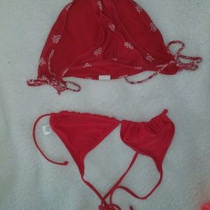 Red paisley bikini